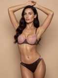See Through Lace Satin Patchwork Underwired Push-up Bra Lingerie Set
