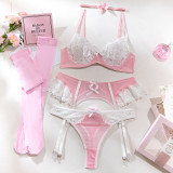 Sexy Game Uniform Lingerie Set Lacemesh Patchwork 5PCS Underwear