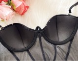 Sexy Slip Dress Strap Sequin Mesh Nightgown Underwired Padded Bra Fishbone Dress
