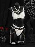 Women Lingerie Metal Chain Halter Neck Uniform Party Cosplay Bra Set