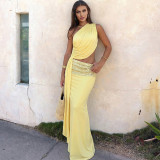 Sexy Slash Shoulder Backless Sequin Patchwork Evening Dress