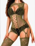 Women Gradient Mesh Stockings Hollow-Out See-Through Sexy Body Stocking Jumpsuit Lingerie