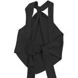 Solid Knot Halter Tie Back Top and Wide Leg Pants Two Piece Set