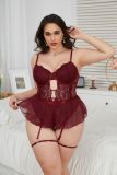 Plus Sexy Lingerie Lace Underwired Bodysuit with Leg Ring