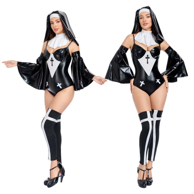 Halloween Costume Nun Cosplay Stage Festival Costume for Adults