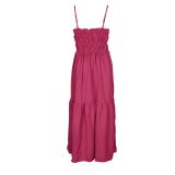 Solid Straps Ruffles Bohemian Long Dress