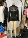 Solid Stretch High Neck Slim Basic Top