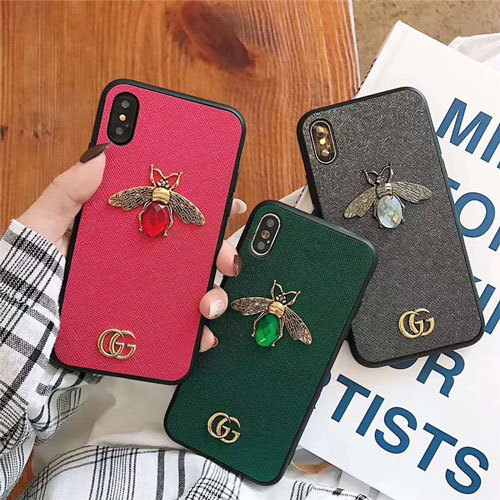グッチ iphone xr/xs/xs max手帳型ケース  可愛い ブランド gucci アイフォンテンアール/x/xs マックスカバー GGロゴ付け 蜂 個性ジャケット 芸能人愛用