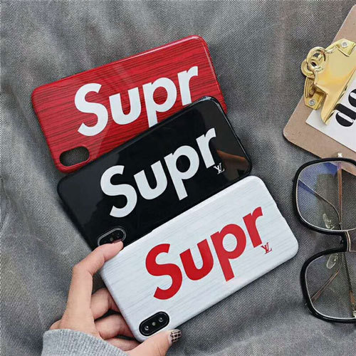 シュプリーム ルイヴィトンコラボ iphone xr/xsケース  シンプル風  supreme iphone x/xs/xs maxカバールイヴィトンアイフォン7/8plusケース 人気ジャケット