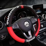 車用 クロムハーツ ハンドルカバー 車内装 軽自動車 耐久性 安全性  ステアリングカバ グリップ滑り止め 手触りよし 握りやすい 38cm D型 シュプリーム 車用品