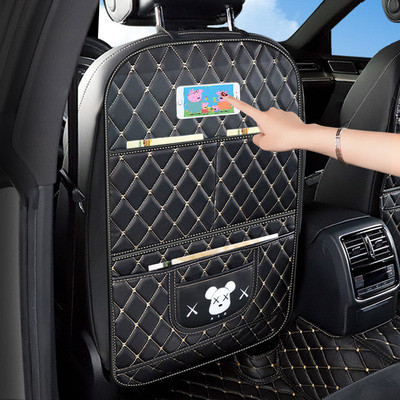 クロムハーツ シートバックポケット キックガード 車用アンチ汚いマット 傷 汚れ 防止 シートバックプロテクター 子供のためのキックマット シートカバー カーグッズ 愛車 保護パッド オートシートバックカバー カー用品 ベージュ