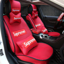 シュプリーム カーシートクッション 車の座布団 車用 シートカバーセット カーシートカバー シートクッション 前座席用2枚+後部座席用1枚 超通気性 運転 クッション 柔らかい 滑り止め 冷感生地 軽/普通車 汎用