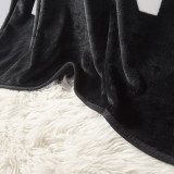 CHANEL毛布　シャネル　ブランケット/ひざ掛け/ソファーカバー　柔らかい　オールシーズ　ダブルサイズ　ブラック