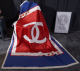 シャネル　CHANEL　ひざ掛け毛布　大きロゴ　暖かい　厚手　掛け毛布　ブランケット　裏起毛