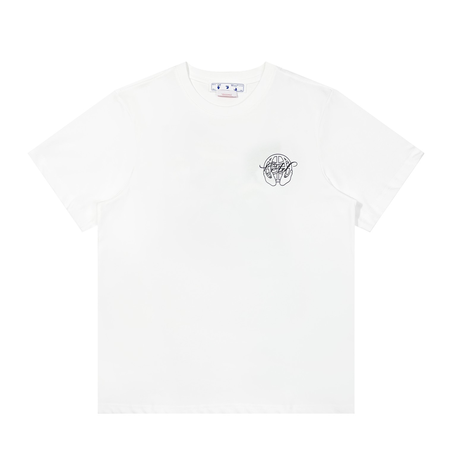 オフホワイトOFF-WHITE春夏新作胸元地球に手を回した半袖Tシャツ2色