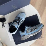 高品質DiOR ブルー メッシュ CD30 ロゴ スニーカー