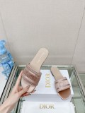 高品質2023 夏の新ディオール刺繍シルクスリッパフラット厚いヒール