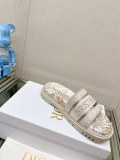 大人気2023SS 新作 DiorDway 刺繍プラットフォームサンダルとスリッパ