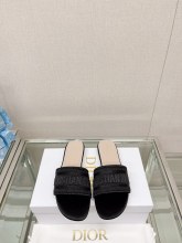 ★超人気2023 夏の新ディオール刺繍シルクスリッパフラット厚いヒール