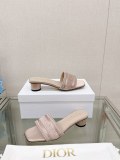 入手困難2023 夏の新ディオール刺繍シルクスリッパフラット厚いヒール