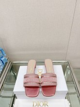 高品質2023 夏の新ディオール刺繍シルクスリッパフラット厚いヒール