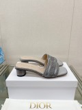 超話題!2023 夏の新ディオール刺繍シルクスリッパフラット厚いヒール