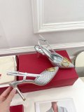 大人気ヴァレンティノ VALENTINO 2023春夏新作ビッグVバックル編み込みハイヒールサンダル