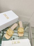 大人気2023 夏の新ディオール刺繍シルクスリッパフラット厚いヒール