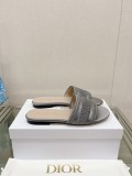 大人気2023 夏の新ディオール刺繍シルクスリッパフラット厚いヒール