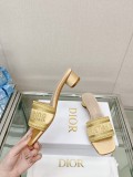 大人気2023 夏の新ディオール刺繍シルクスリッパフラット厚いヒール