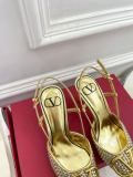 ヴァレンティノ VALENTINO 激安偽物2023春夏新作ビッグVバックル編み込みハイヒールサンダル