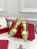 ヴァレンティノ VALENTINO 激安偽物2023春夏新作ビッグVバックル編み込みハイヒールサンダル