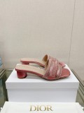 高品質2023 夏の新ディオール刺繍シルクスリッパフラット厚いヒール