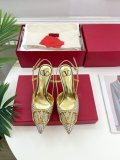 ヴァレンティノ VALENTINO 激安偽物2023春夏新作ビッグVバックル編み込みハイヒールサンダル