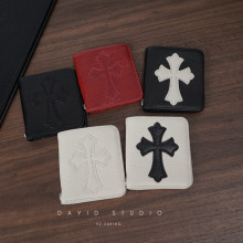 最高品質 クロムハーツ 財布 イタリア輸入牛革 クラシッククロス シルバー925アクセサリー カードホルダー コンパクト小銭入れ 激安 通販