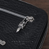 最高品質 クロムハーツ 財布 タイニー ZIP 1セメタリークロスパッチ ウォレット 激安 通販 925シルバー/本革(レザー)