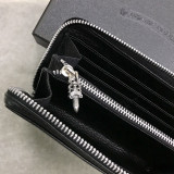 最高品質 クロムハーツ 925スターリングシルバー クロス スタッズ付き長財布 メンズジッパークラッチ 激安 通販