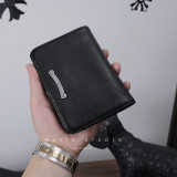 最高品質 クロムハーツ イタリア輸入牛革 シルバー925アクセサリー カップルショートウォレット カードホルダー財布 激安 通販
