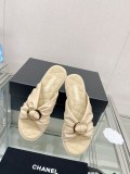 素敵なChanelシャネル23Ss 新作 クロスストラップ ラウンドバックル スリッパ