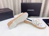最新Chanelシャネル23Ss木目調ウォータープラットフォームスリッパ