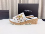 最新Chanelシャネル23Ss木目調ウォータープラットフォームスリッパ