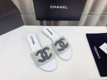 入手困難Chanelシャネル23Ss ビッグダブルC ウールワードスリッパ