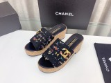 超話題!Chanelシャネル23Ss木目調ウォータープラットフォームスリッパ