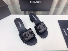 Chanelシャネル23Ss ビッグダブルC ウールワードスリッパコピー