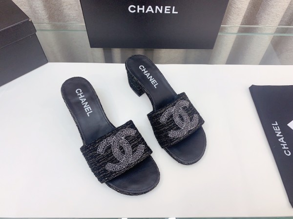 Chanelシャネル23Ss ビッグダブルC ウールワードスリッパコピー