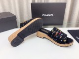 入手困難Chanelシャネル23Ss木目調ウォータープラットフォームスリッパ