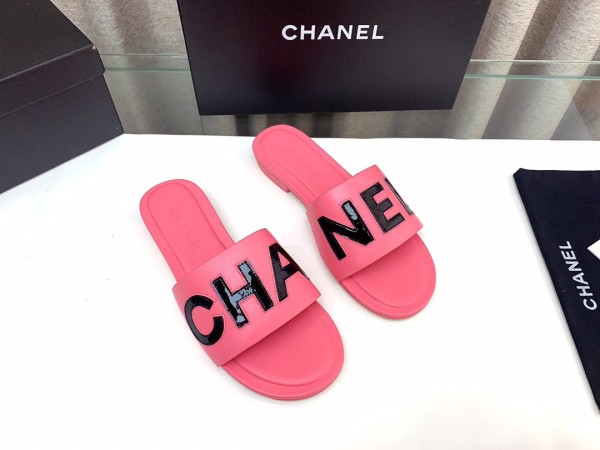 n級 おすすめChanelシャネル23Ss レターバックル フラットスリッパ
