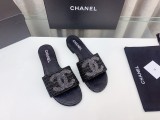 Chanelシャネル偽物23Ss ビッグダブルC ウールワードスリッパ