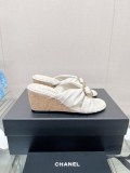 Chanelシャネル偽物23Ss 新作 クロスストラップ ラウンドバックル スリッパ