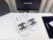 超話題!Chanelシャネル23Ss ビッグダブルC ウールワードスリッパ